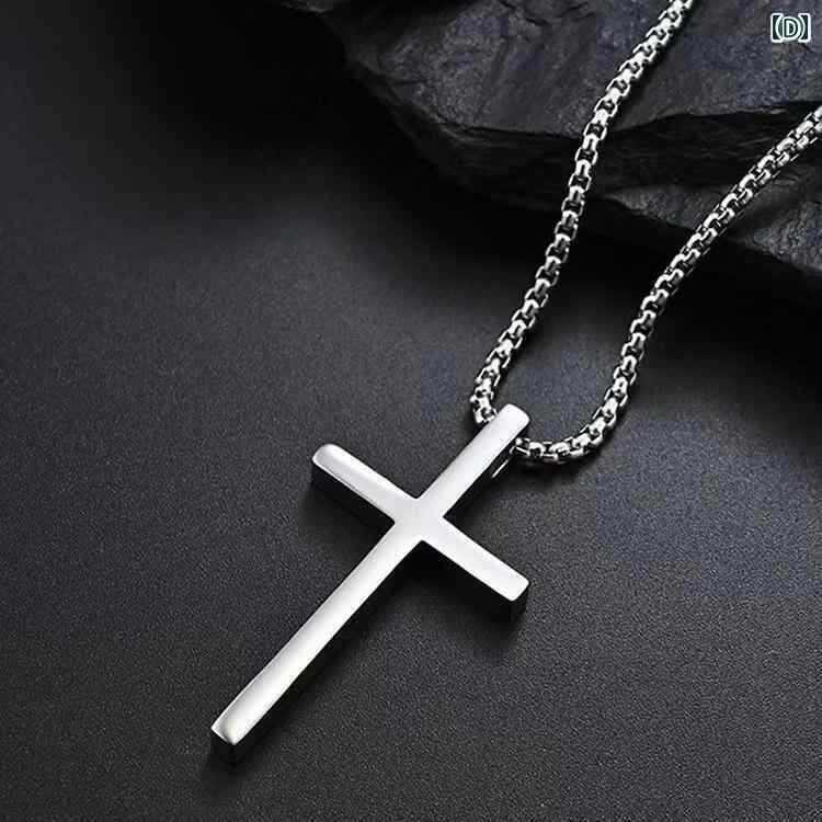 ネックレス　十字架　クロス S925 スター リング シルバー 光沢 クロス ペンダント ネックレス メンズ ..