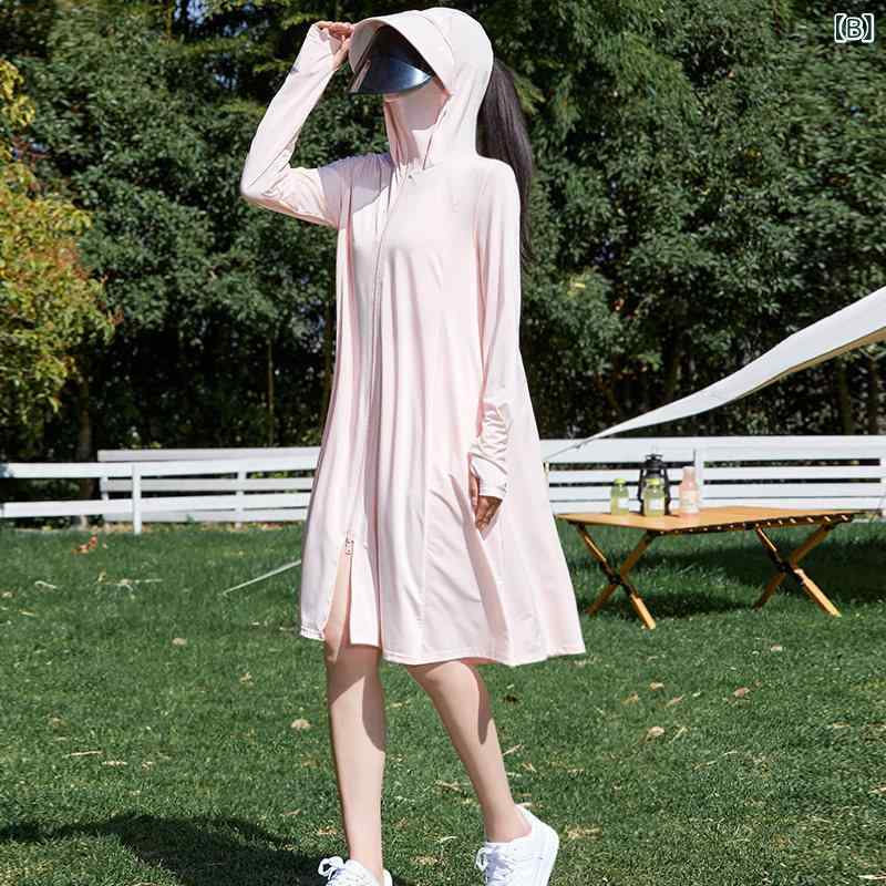 パーカー　薄手　カジュアル 女性用 ミドル丈の 冷感 日焼け防止 服 夏の カーディ...