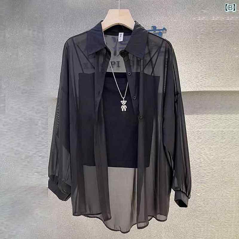 パーカー　薄手　カジュアル 夏用の 女性用 ホワイト シフォン 日焼け防止 カーデ...