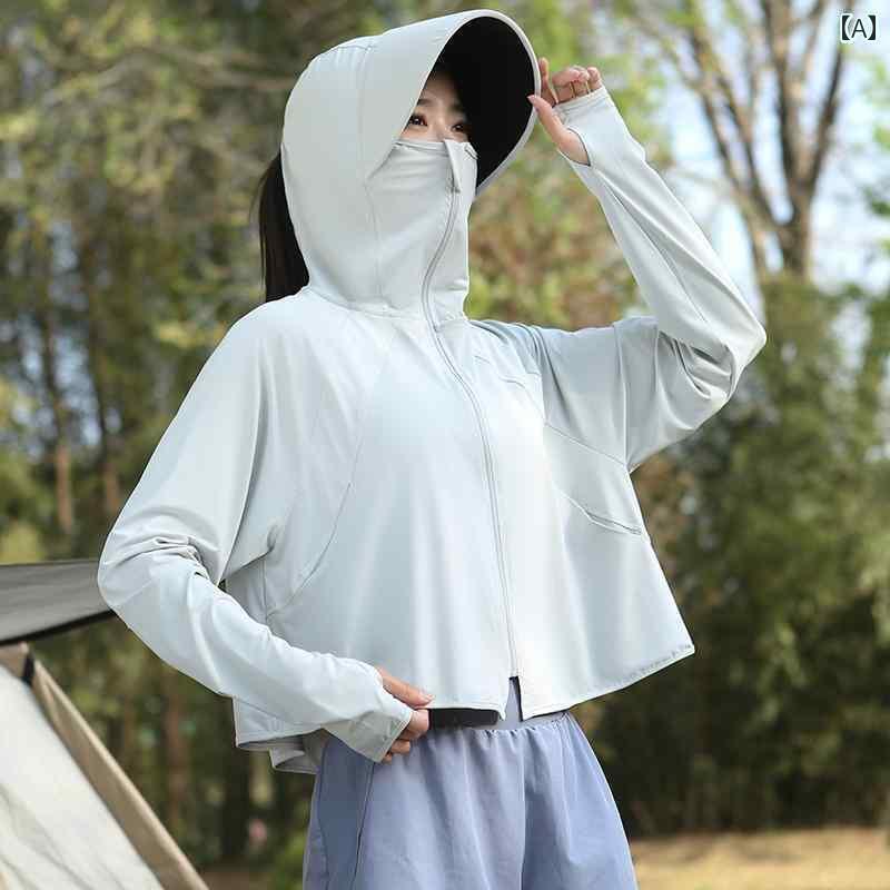 パーカー　薄手　カジュアル 夏の レディース 日焼け防止 服 スタイル 黒 ゴム つば 糸 冷感 upf 50 抗..