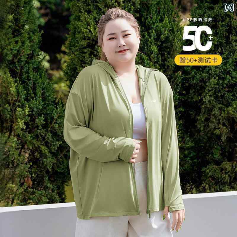 パーカー　薄手　カジュアル Yisijie 特大 サイズ 日焼け防止 服 女性用 夏 2025 薄手 ジャケット ゆったり 通気性 紫外線 対策
