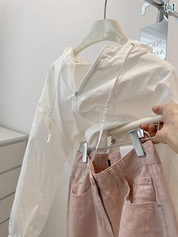 パーカー　薄手　ジャケット 自主 推薦 ～ フード付き ホワイト 冷感 日焼け防止 ジャケット レディー..