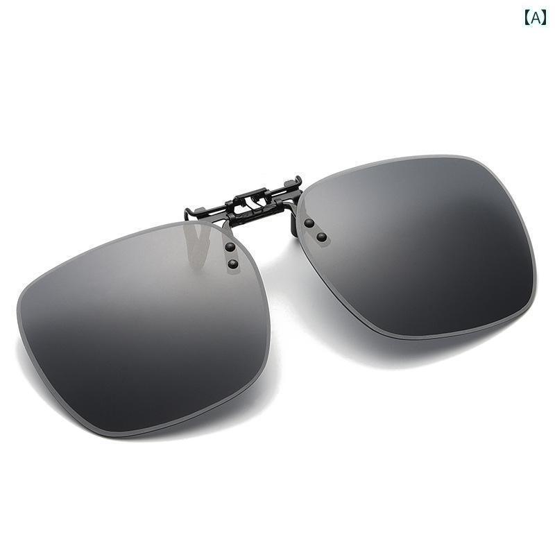 サングラス　めがね　スタイリッシュ 近視用 サングラス クリップ オン メンズ 軽量 運転用 特殊 紫外線 防止 HD 偏光 女性用(4)