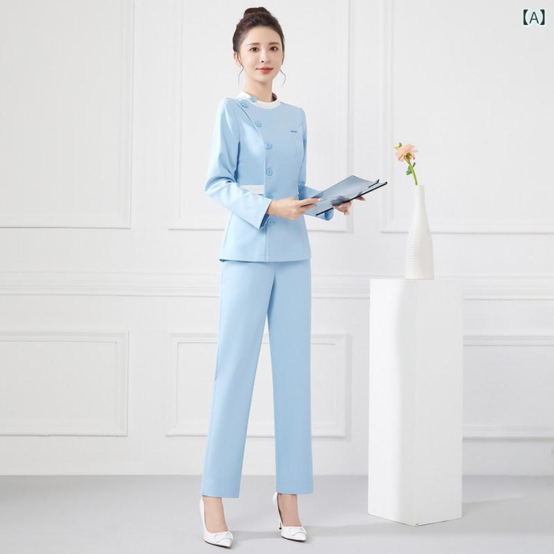 作業服　美容　医療 高級 韓国 医療 美容 歯科 医院 作業着 レディース 秋冬 長袖 ナース 制服 スプリット スーツ