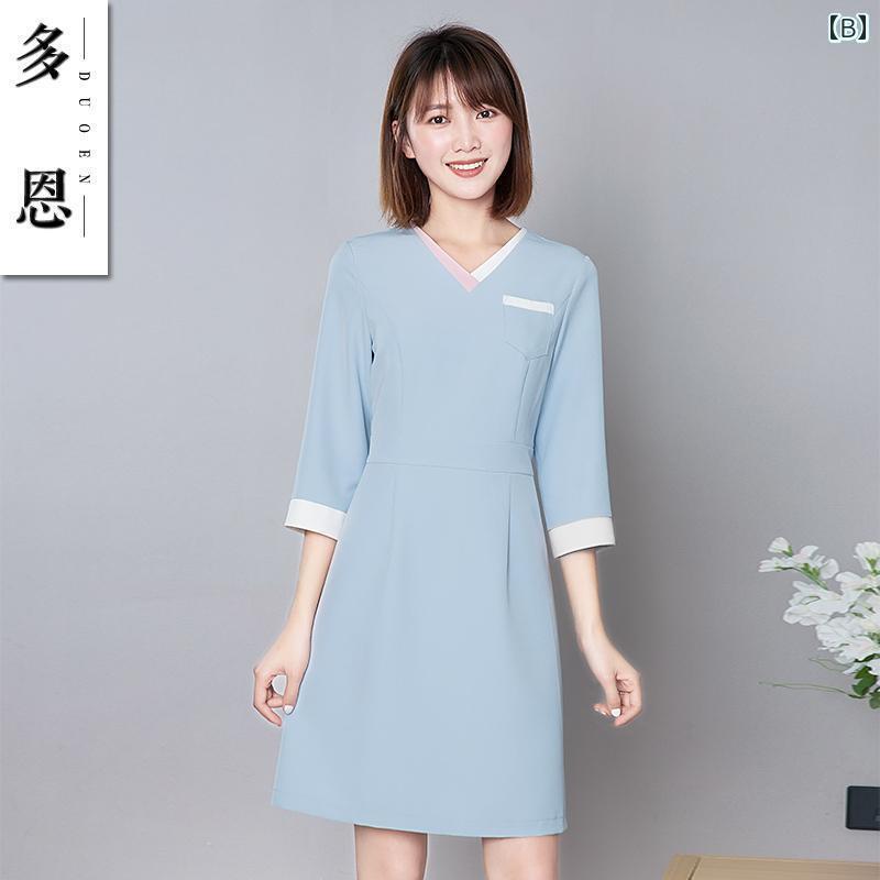 作業服　美容　医療 ドーン 医療 美容 美容師 作業着 女性 高級 スリム 口腔 歯科 クリニック 看護 師 ユニフォーム スプリット スーツ