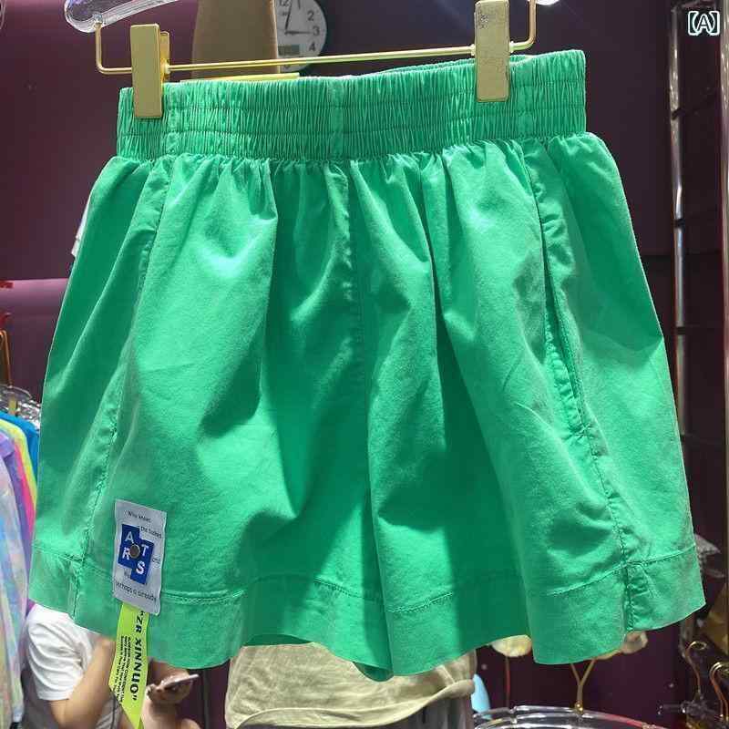 キャンディーカラー ショート パンツ レディース 夏 2025 ラベル カジュアル 年齢を 減らす 韓国 東大門