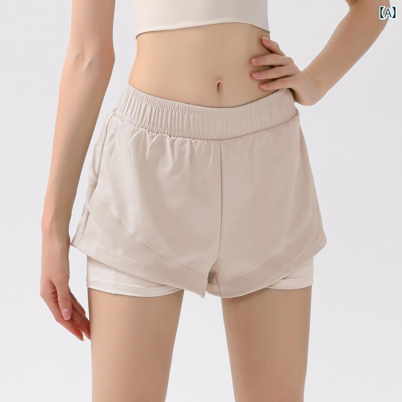 パンツ スポーツ ランニング ウェイトリフティング フェアリー 速乾 スポーツ レディース ランニング ハイウエストショーツ 露出 防止 フェイク ツーピース ヨガ パンツ 夏 フィットネス