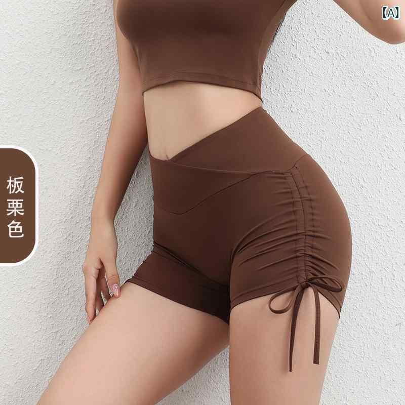 レディース　ショーツ　レギンス クロス ウエスト ピーチ ヒップ リフティング ヌード ヨガ パンツ タ..