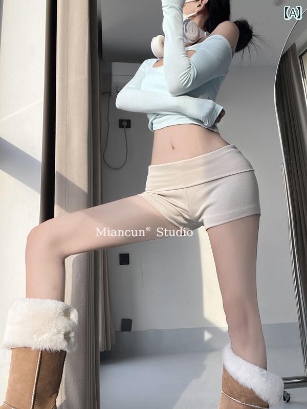 レディース　ショーツ　レギンス 軽量 快適 女性用 折り返し 付き ショーツ 夏の ヨガ セクシー カジュ..