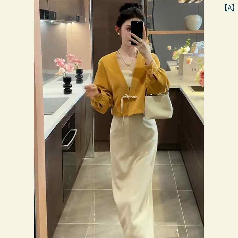 ドレス チャイナ レディース チャイナ風 チャイナ ドレス 高級 精巧 淑女 民族 風 トップ コート スーツ 春