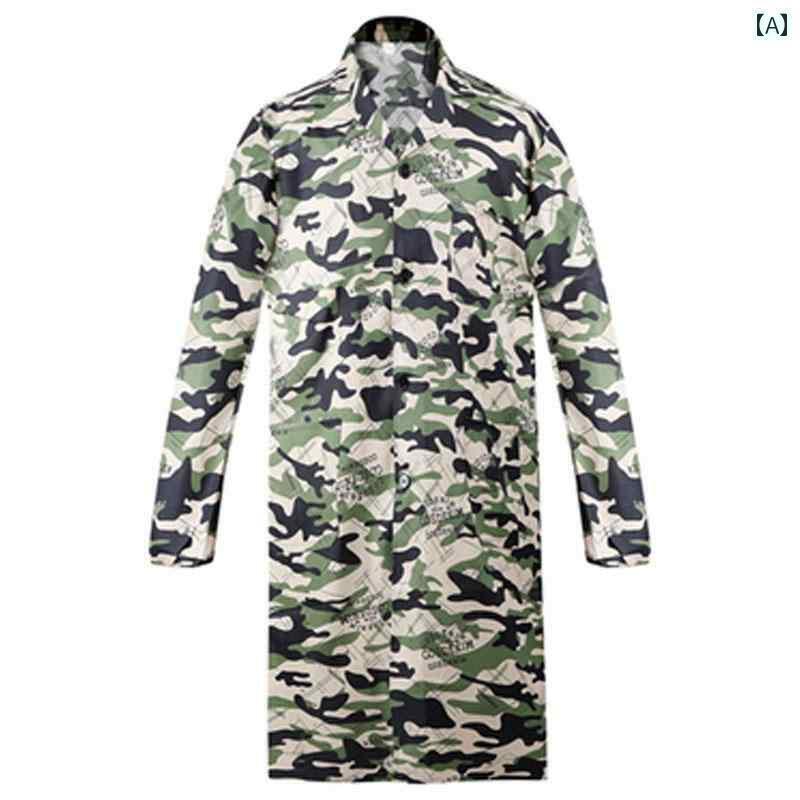 作業着 メンズ ワーク コート 作業着 メンズ 労働 保護 倉庫 管理 ポーター 裏起毛 ロング 迷彩 レディース 防塵 エプロン ブルー