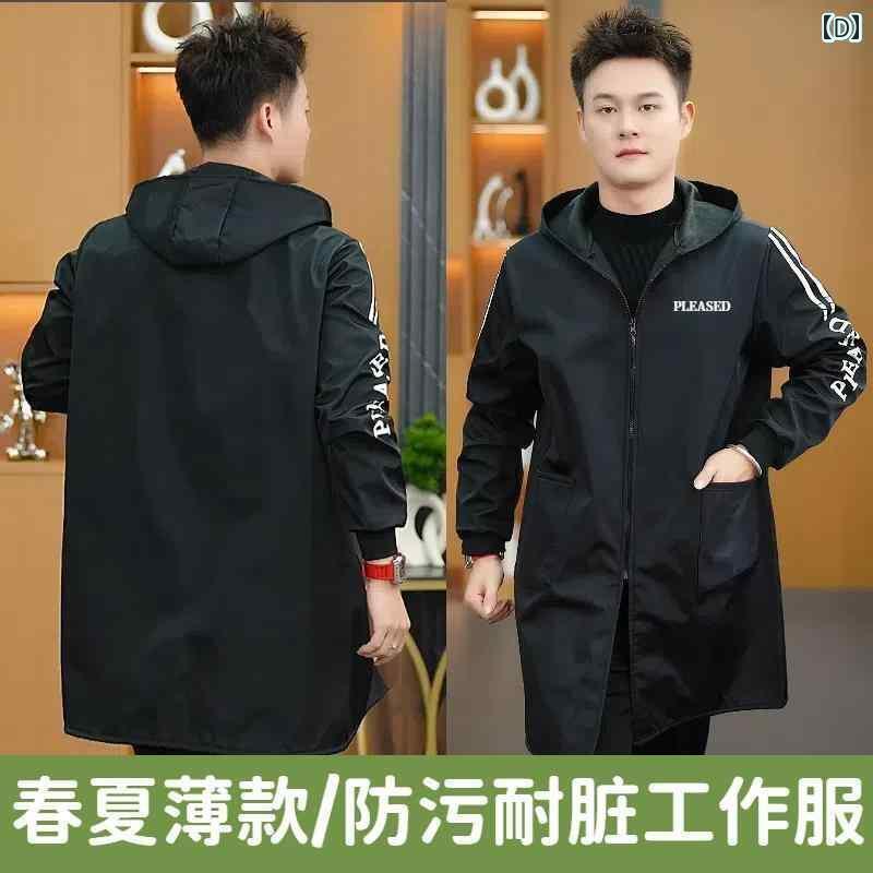 作業着 メンズ ワーク メンズ 作業着 エプロン 春夏 薄手 スタイル ベルベットなし 作業 防塵 コート 長袖 防水 ゆったり カジュアル