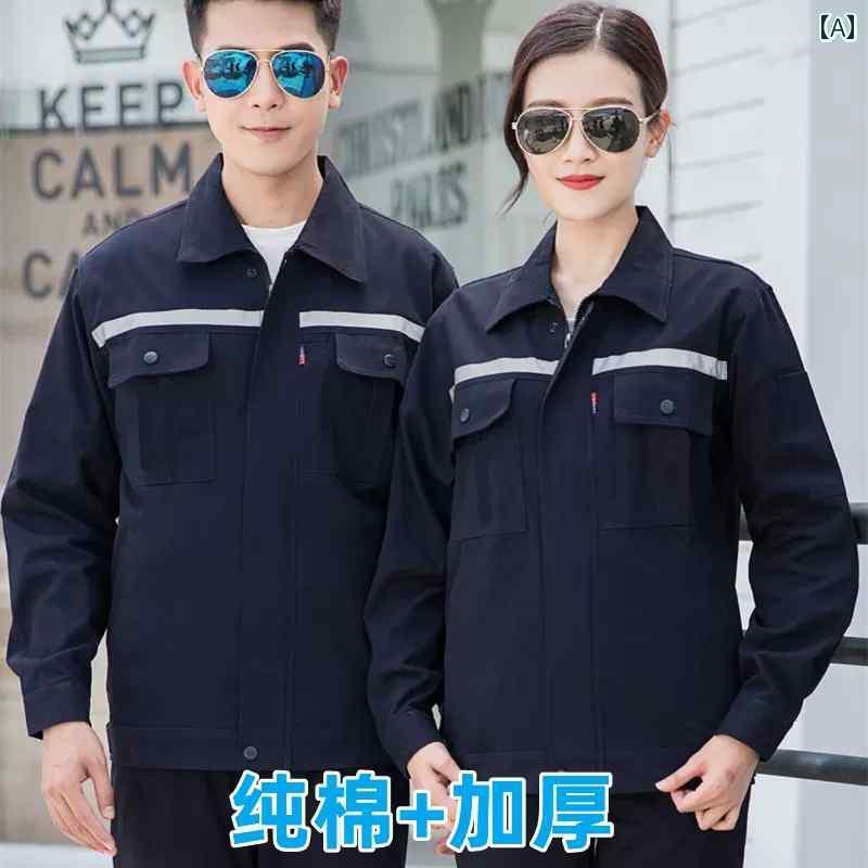 作業服　メンズ　ワークウェア 綿 作業着 男性用 溶接 火傷防止 耐摩耗 厚手 反射 工事 現場 電力 工学..