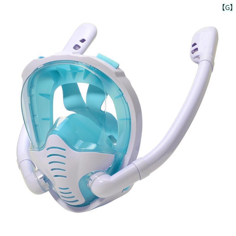 シュノーケリング ゴーグル マリンスポーツ ダブル チューブ シュノーケリング 三 宝 水中 呼吸 フル ドライ フルフェイス 防水 曇り 止め マスク 大人 ダイビング ゴーグル