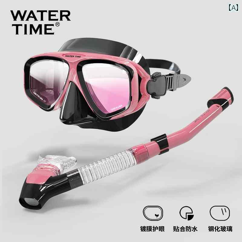 シュノーケリング　ゴーグル　スポーツ WaterTime ダイビング ゴーグル セット 水泳 大人用 フル ドラ..