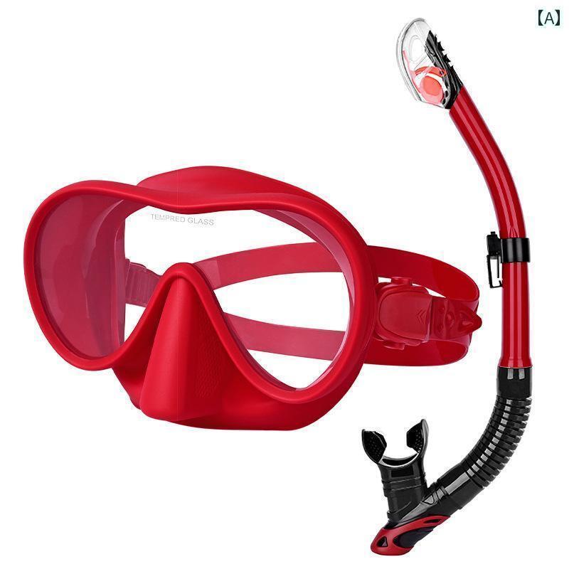 シュノーケリング　ゴーグル　スポーツ HD 強化 ガラス 大型 フレーム シュノーケリング マスク フリー..