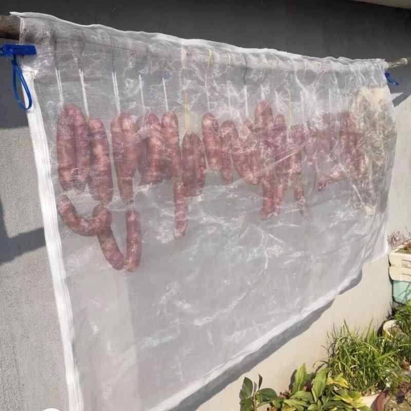 袋　メッシュ　ネット 防虫 防 鳥 ネット ベーコン 牛肉 ソーセージ 干物 乾燥 ジッパー 糸 プラスチッ..