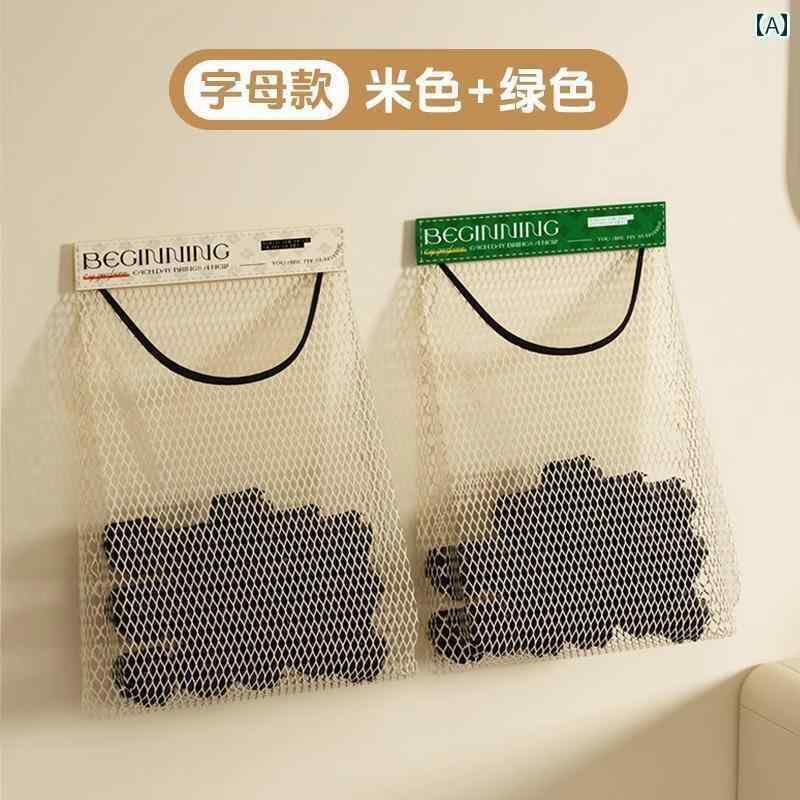 袋 メッシュ ネット キッチン ゴミ 袋 収納 アーティファクト 壁掛け 式大容量 収納袋 ビニール 袋用 ネット バッグ
