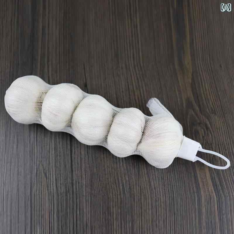 メッシュバッグ ネットバッグ 土のう袋 ジンジャー メッシュバッグ ニンニク 白と 黄色の スーパー マーケット 包装 バッグ