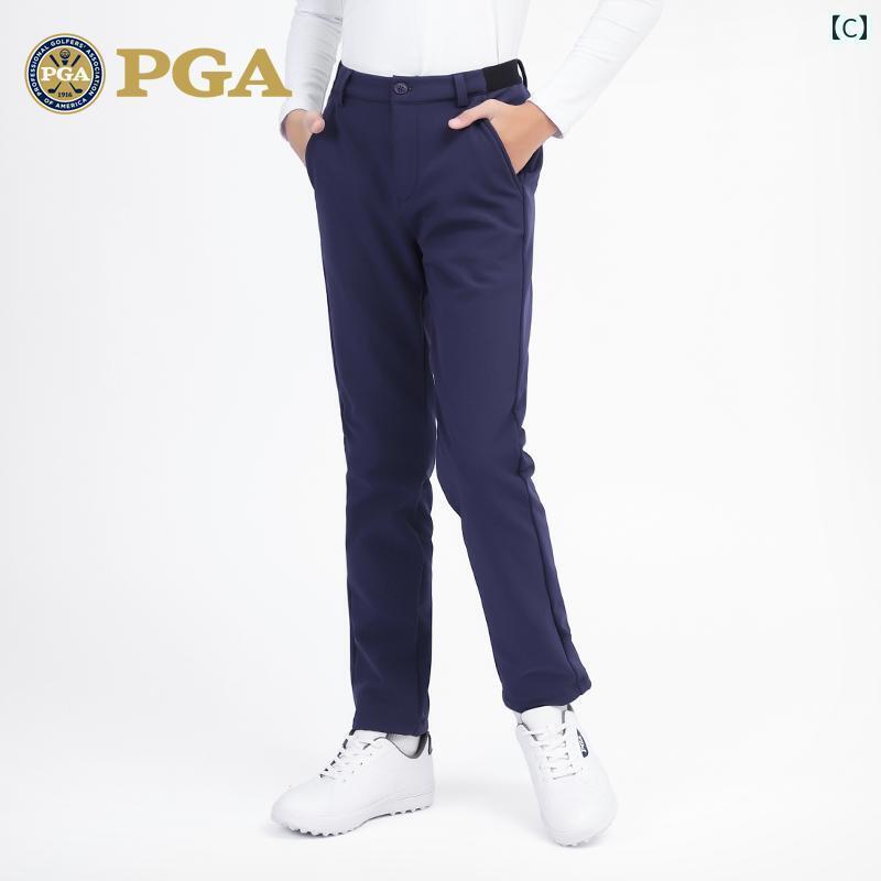 ゴルフ　ウェア　子供 秋冬 裏起毛 PGA 子供用 ゴルフ パンツ 男の子用 弾性 ベルト スポーツ ウェア ..