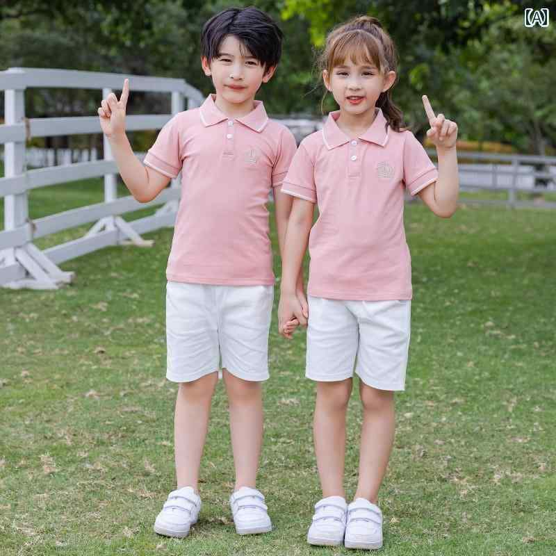 ゴルフ ウェア 子供 夏用 ゴルフウェア セット 親子 服 子供用 半袖 ゴルフ ユニフォーム 男女兼用 ウエスト ゴム ショート パンツ スポーツ 2点