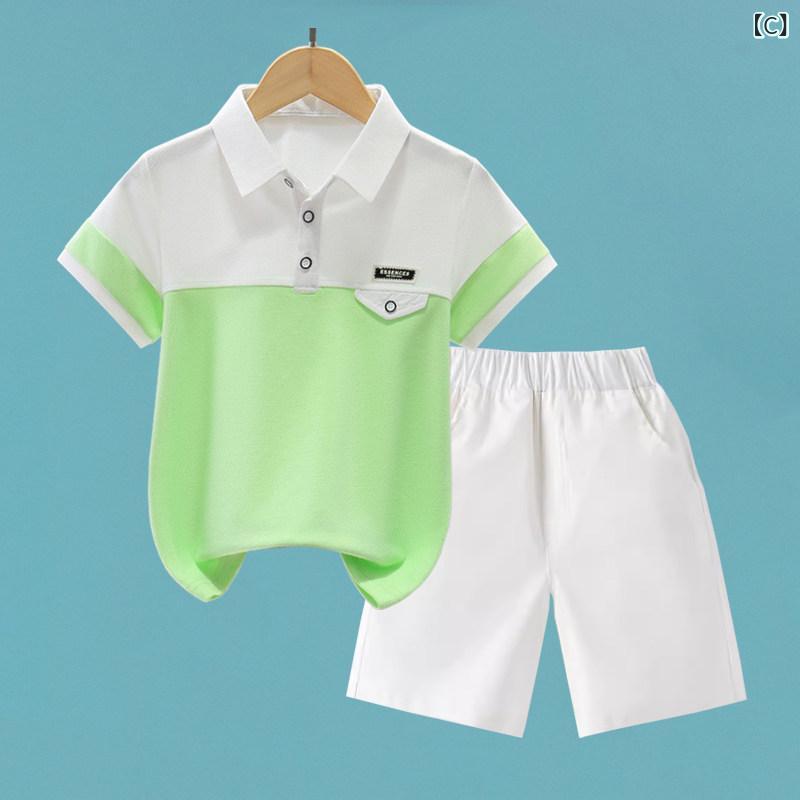 サポートシェアグローバルのゴルフ　ウェア　子供 夏用 子供用 ゴルフ 半袖 Tシャツ トップス ユニフォーム スポーツ ショーツ ボーイズ スーツ｜アングル3