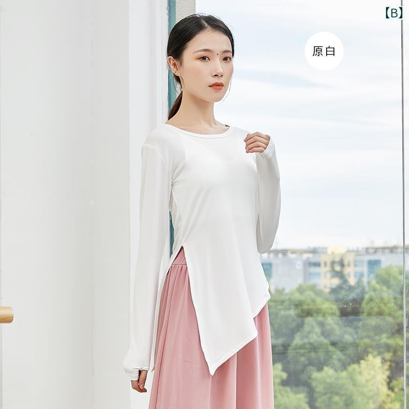 レディース　エクササイズ　パンツ 230 g モダール ダンス トレーニング ウェア 長袖 モダン トップス 大人用 斜め 袖 クラシック ラテン