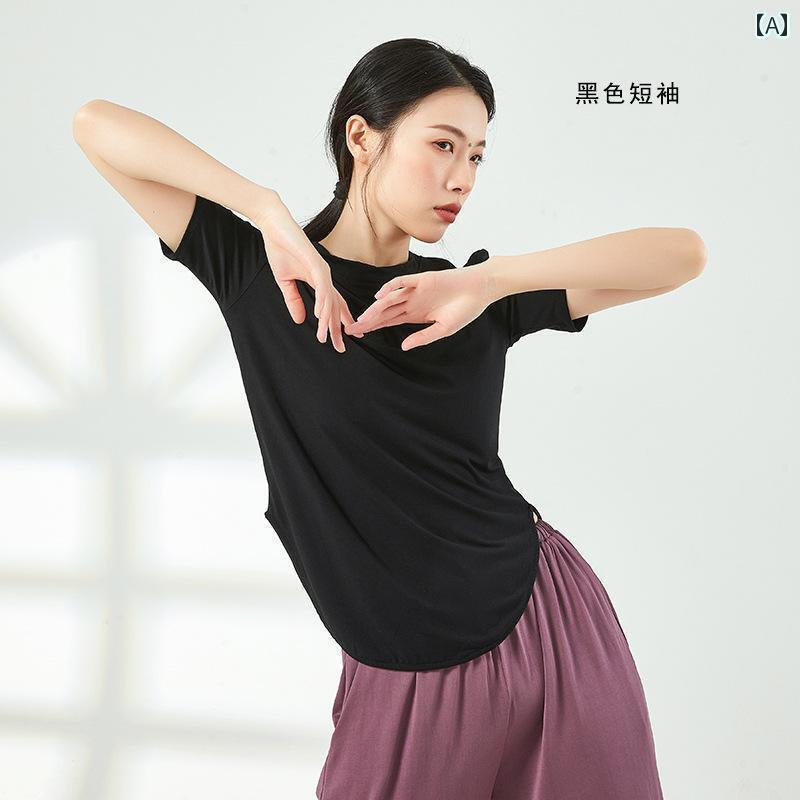 レディース　エクササイズ　パンツ ラウンドネックの モダン ダンス トレーニング スーツ トップス 女..