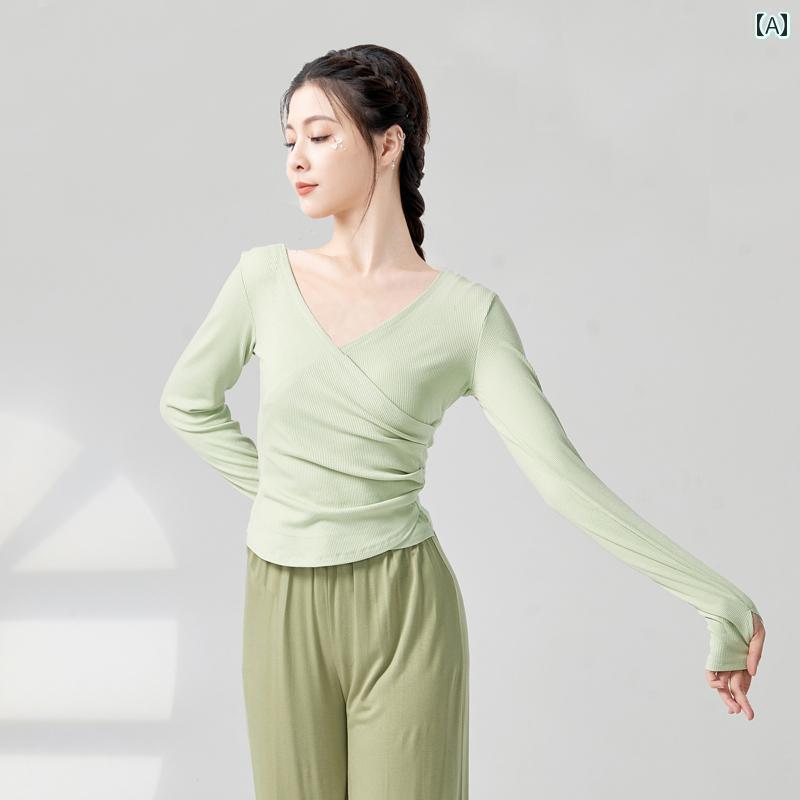 レディース　エクササイズ　パンツ モダン ダンス トレーニング 服 クラシック 長袖 フィンガー スーツ..