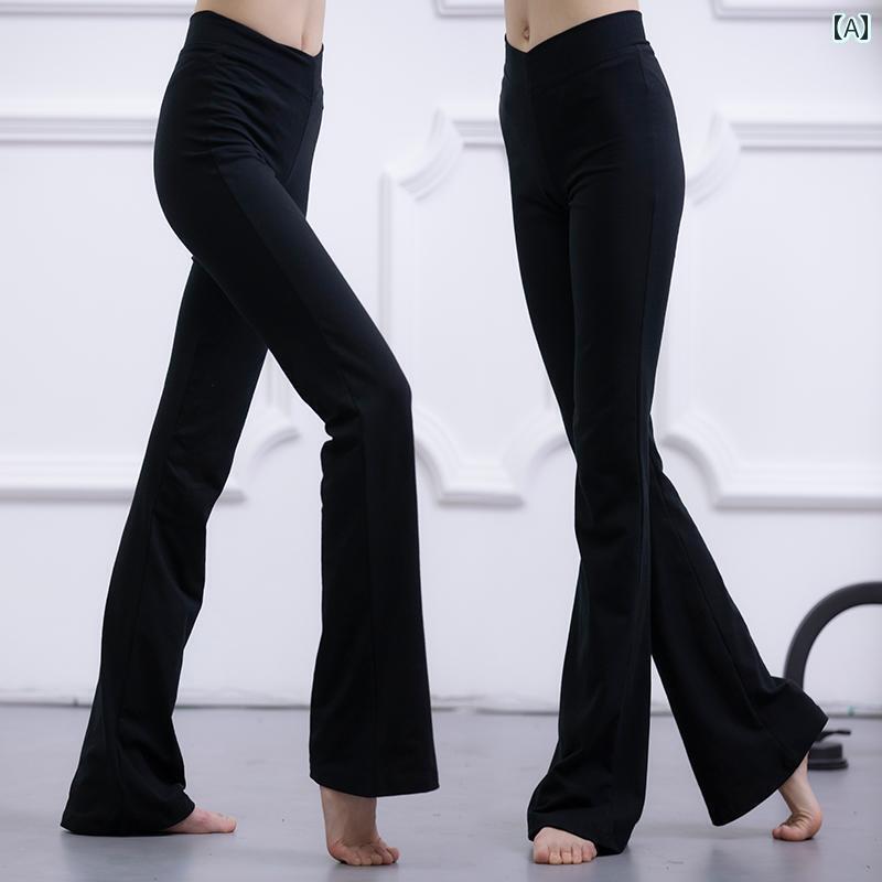 レディース　エクササイズ　パンツ Yunyi ダンス パンツ コットン トレーニング ボディ フレアパンツ クラシック フォーク ラテン スクエアダンス ズボン レディース ブラック