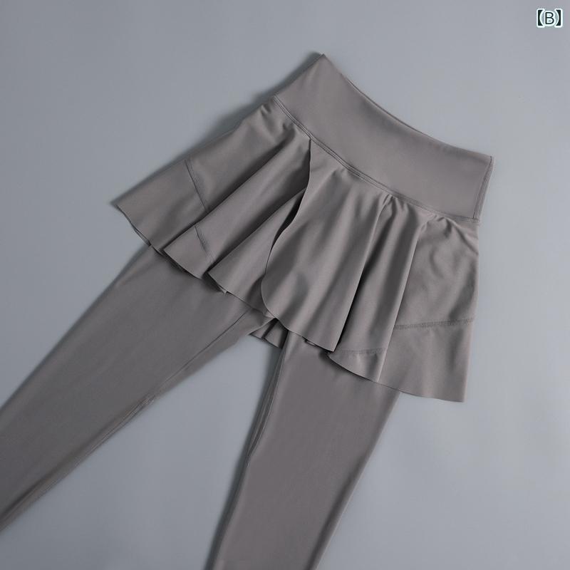 レディース　エクササイズ　パンツ フェイク ツーピース バドミントン スカート パンツ レディース ハイウエスト ヒップ リフティング テニス スカート高 価値 ヨガ ランニング スポーツ フィットネス ショート