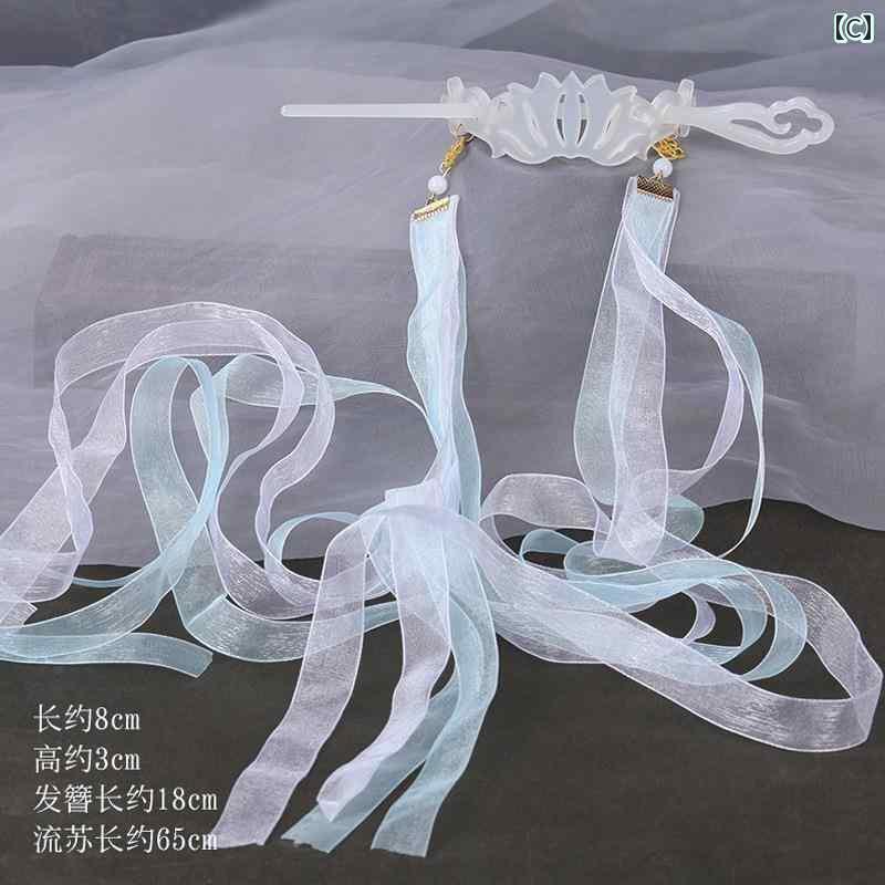 リボン　アクセサリー　かわいい 女の子 レトロ 漢服の ヘア ピン リボン バック プレス ヘッド ドレス..