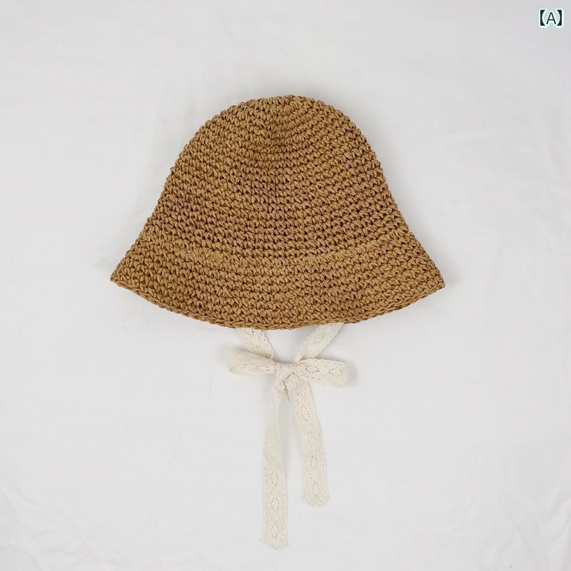 リボン　アクセサリー　ロープ 子供用 麦わら 帽子 夏 ビーチ 日焼け防止 レース ベルト おしゃれ 女の..