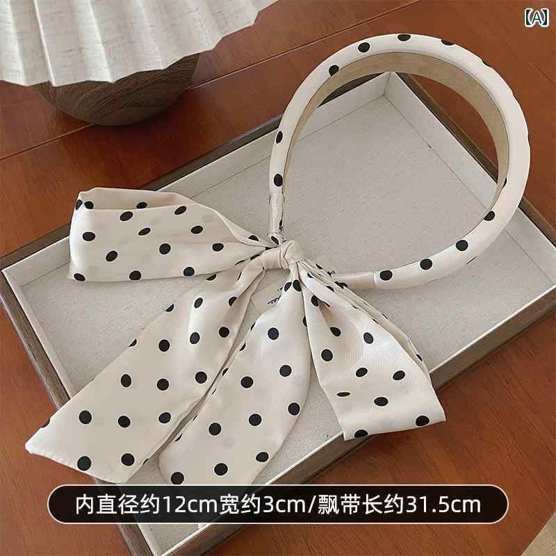 リボン　アクセサリー　ロープ 女性用 ドットの リボン ヘッド バンド 2024年新 スタイル 洗 髪用 ヘア..