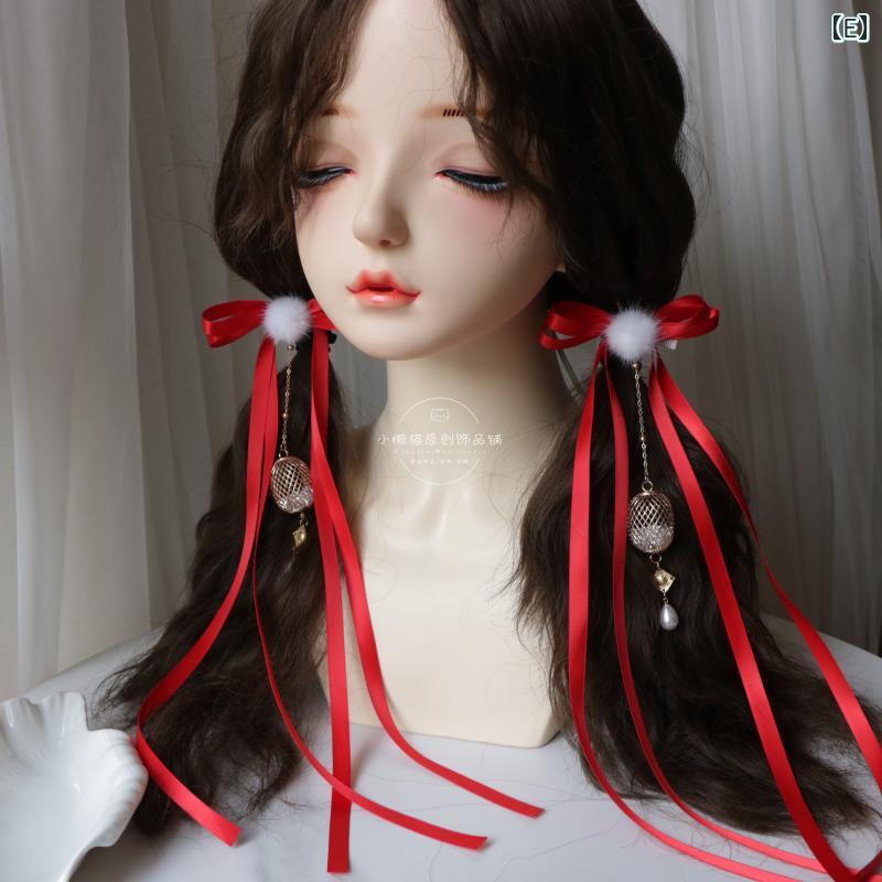 リボン　アクセサリー　ロープ 漢服 レトロ ヘッド ドレス リボン タッセル ストリ...