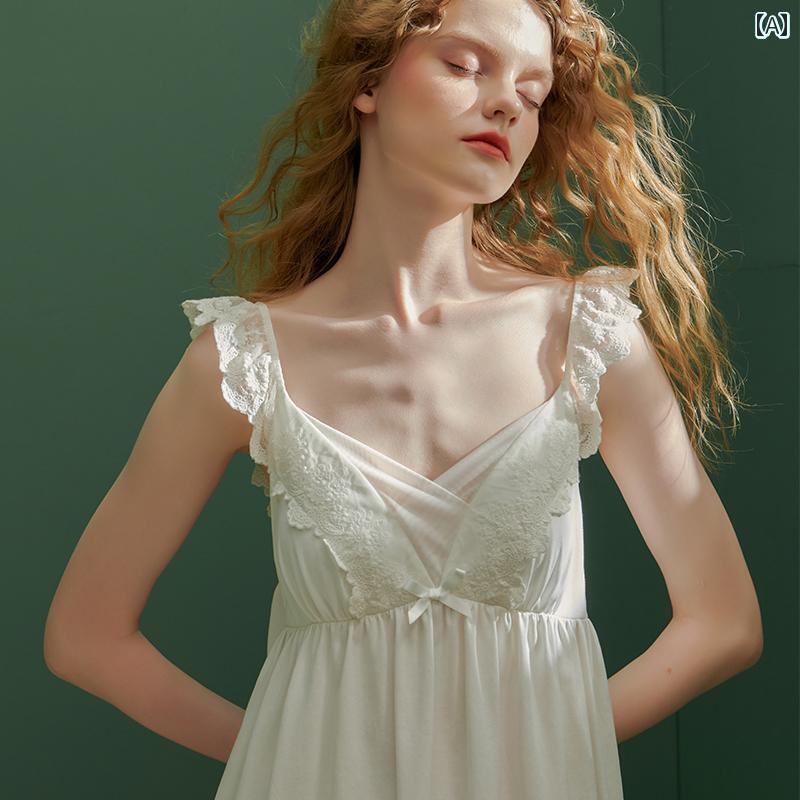 レース　キャミソール　トップス Chenxi サスペンダー ナイトドレス 夏 ゆったり Vネック 薄手 バック..