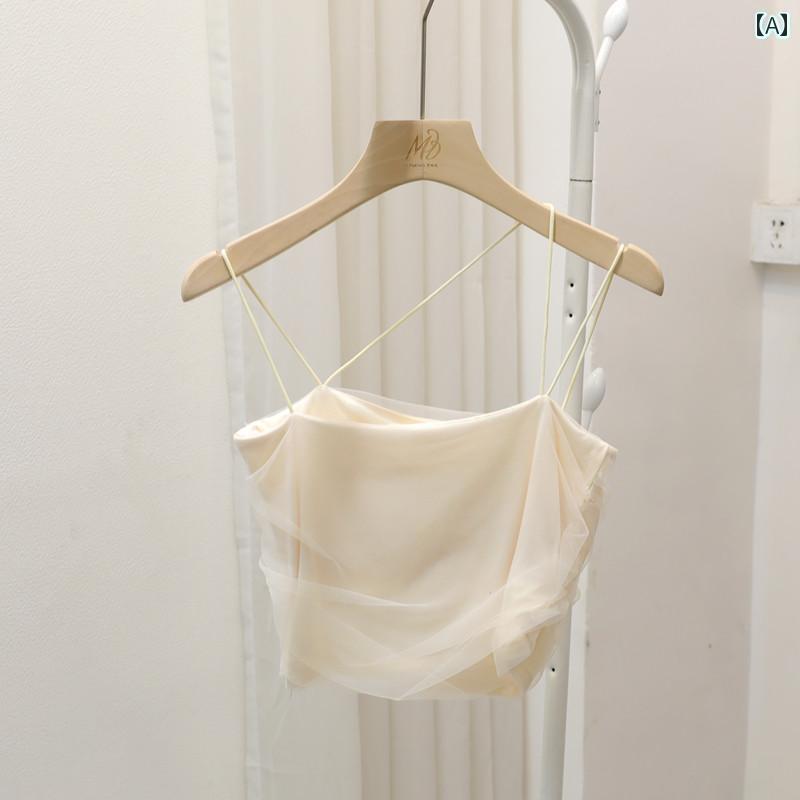 インナー　レース　キャミソール 春夏 パッド入りの 胸の チュールで 包まれた 胸...