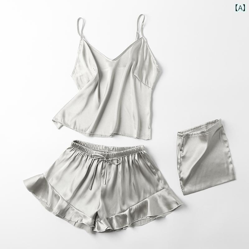 インナー レース キャミソール フランスの 冷感 パジャマ 女性 夏 魅惑的 サスペンダー ショーツ スーツ 薄手 スプリット ベスト 高級 ホームウェア 春