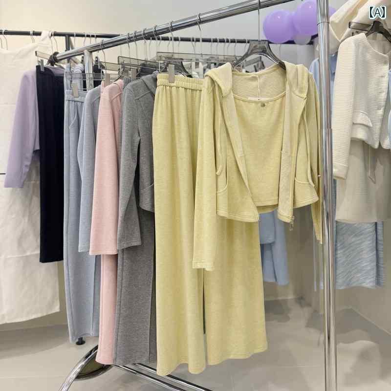 レディース　カジュアル　ウェア 2025年 初春の レディース ゆったり スリム スーツ で 万能な トップス ワイド レッグ パンツ スリーピーススーツ