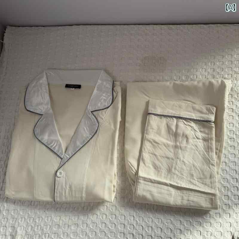 レディース　ツーピース　シルク ファンの 尾の シングル シルクパジャマ 長袖と長 ズボンの ツーピース スーツ ユニセックス 桑 絹の 家庭 服(4)