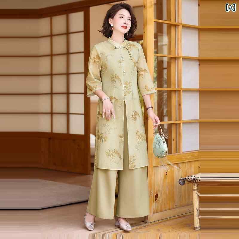 レディース　ツーピース　シルク コットンと リネンの スーツ 女性用 夏 カジュアル ファッション 2024..