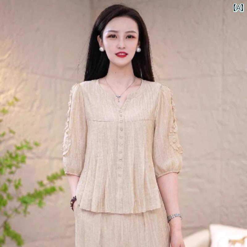 レディース　ツーピース　シルク 高級 冷感 コットンリネン スーツ 2025 レディース 夏 リッチ 妻 エレ..