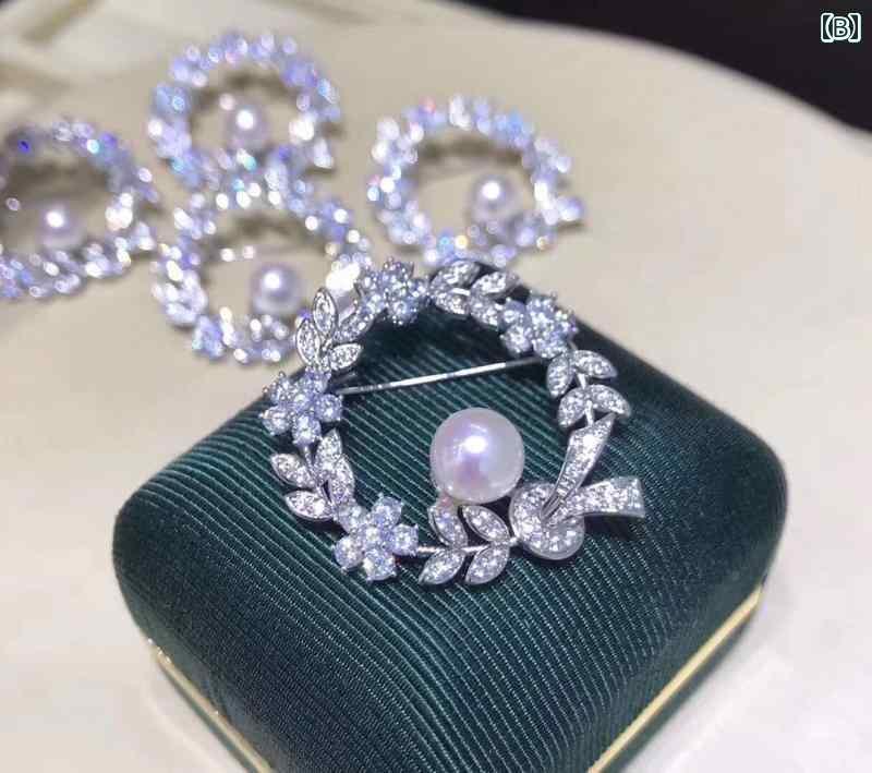 アクセサリー　パール　ジュエリー 淡水 パールの 花輪 ブローチ 女性 ジルコン 宝石 ジュエリー ガー..
