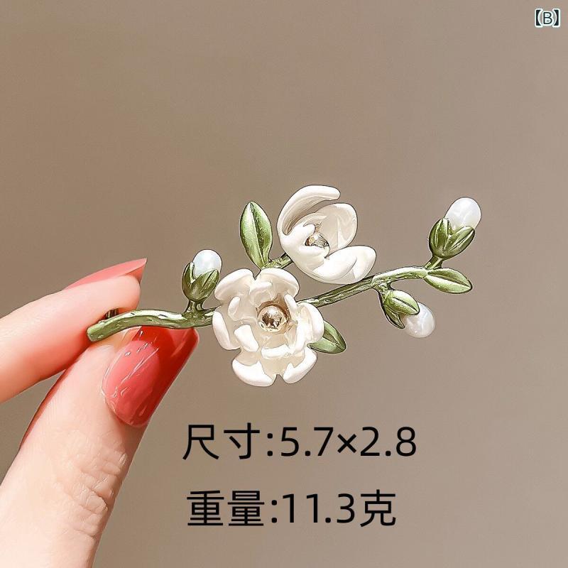 アクセサリー　パール　ジュエリー 文学的な グリーン ジャスミンの ブローチ 花 ...