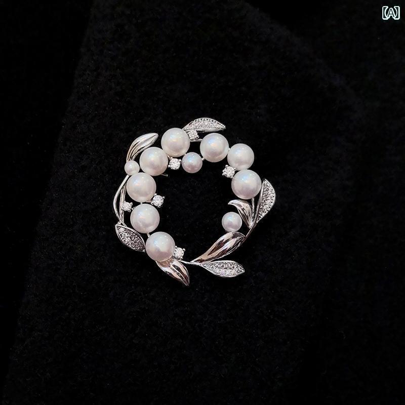 M ホーム 同じ 高級の 花輪 強い 光 パール スズラン ジルコン ブローチ コサージュ ペンダント デュア..