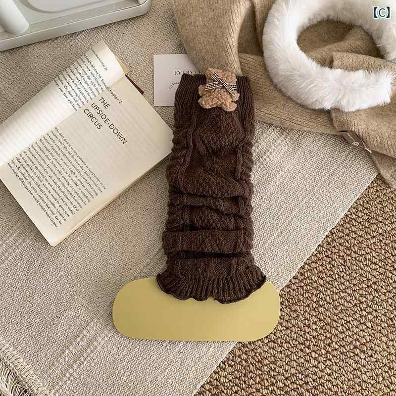 ソックス　レギンス　サポーター クマ 人形 パイルソックス フェニックス ベルベット 秋冬 ニット ウー..