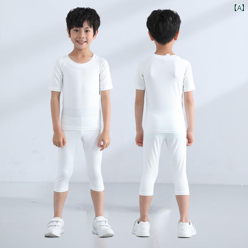 メンズ　フィットネス　タイト　 子供用 夏用 半袖 タイツ トレーニング スーツ 秋冬 メンズインナー ..