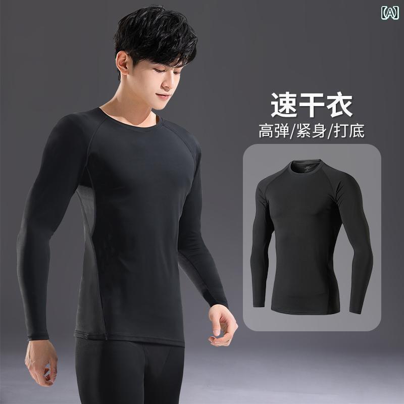 Men'S Wear - メンズ　フィットネス　タイト　 タイツ メンズ スポーツ 速乾 長袖 下着 スーツ ランニング高 弾性 トレーニング レギンス 春 フィットネス バスケットボール