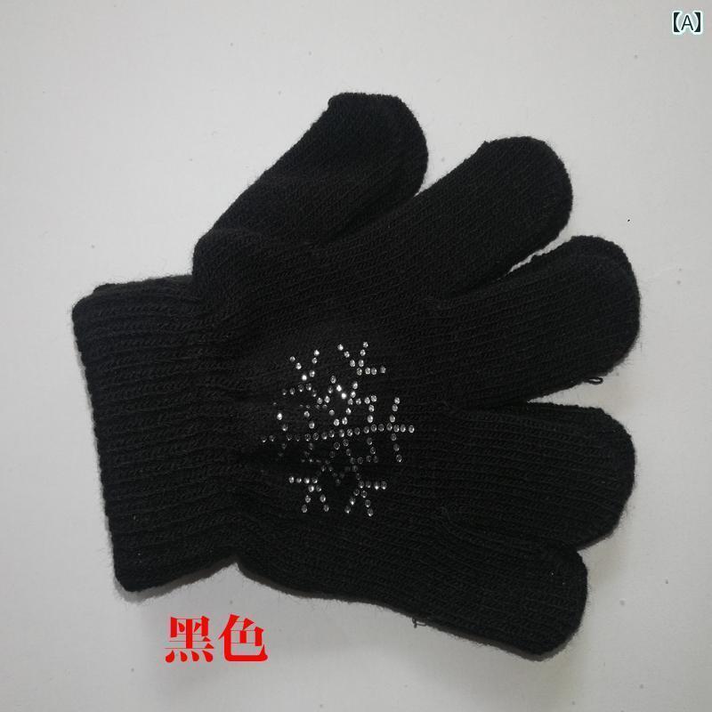 フィギュア　スケート　トレーニング フィギュア スケート 手袋 子供用 手 保護 女の子 暖かい 手のひら 特殊 色 多 ホット ラインストーン