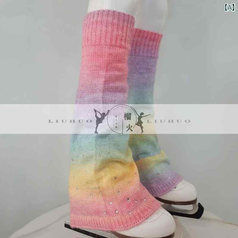 フィギュア　スケート　トレーニング LIUHUO フィギュア スケート 暖かい ソックス レギンス 子供 大人 グラデーション パンツ トレーニング ホット ラインストーン フリー サイズ
